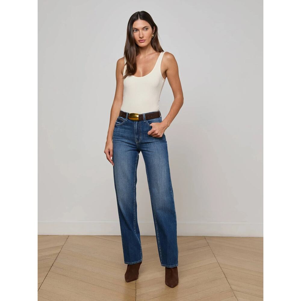 L'AGENCE Jones Ultra High Rise Stovepipe Jeans, MSRP $295, Quiet Luxury, size 32